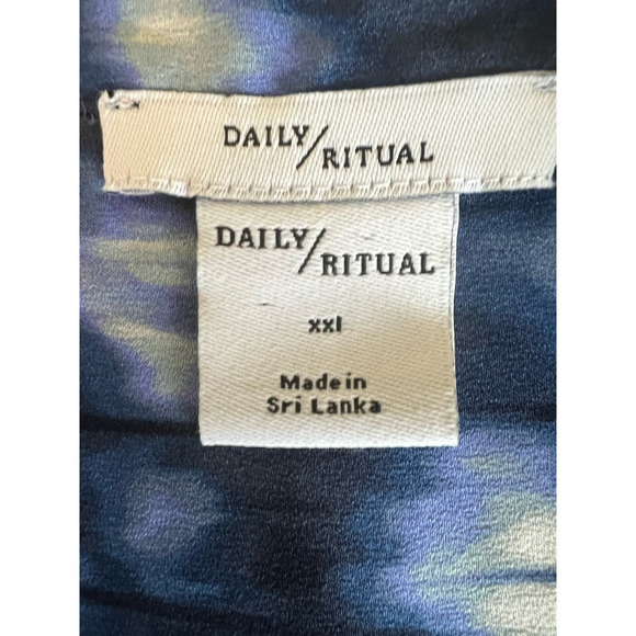 NWT Daily Ritual Mandarin Y-Neckline Pullover in Blue Tie Dye, size XXL - Picture 5 of 11